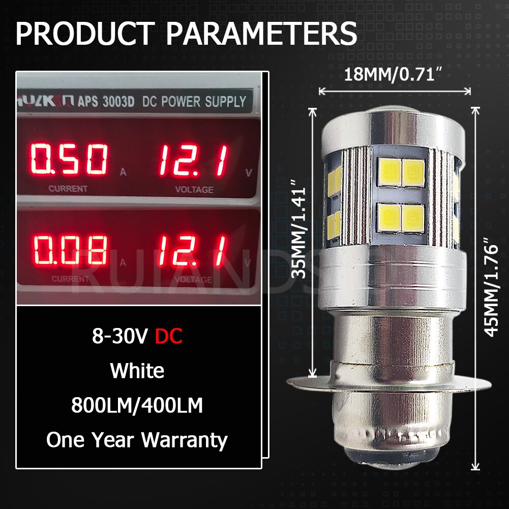 2 Pcs 2835 24smd H6M P26S Led Koplamp Lamp Motorfiets Koplamp Scooter Motor Atv Hoofd Licht 6V 8-30V 800lm Wit