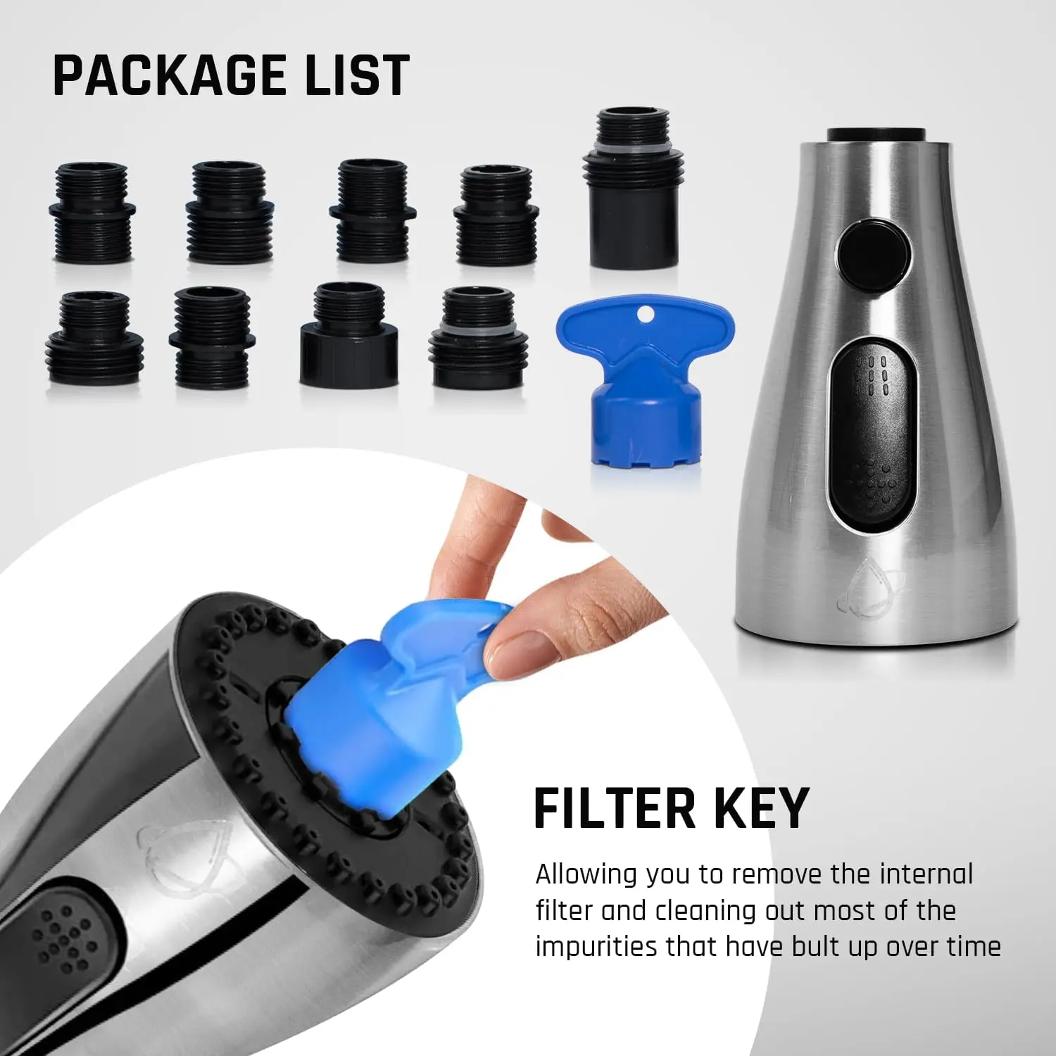 Kitchen Faucet Head Replacement 3 Modes Faucet Sprayer 9 Nozzles Sprayer Water Saving Shower Bathroom Basin Sink Tap Replacement