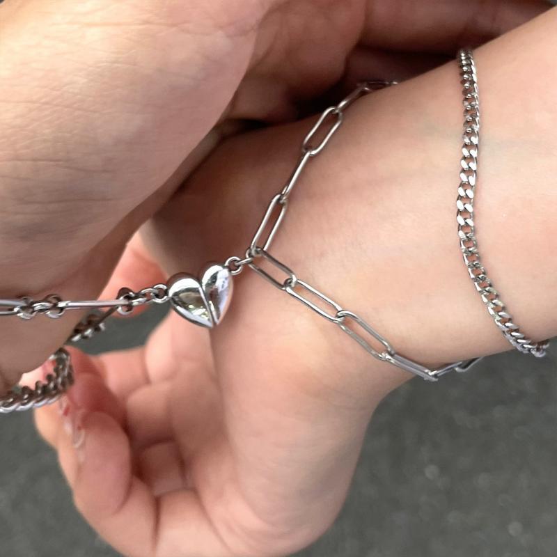2 Stck Magnet Paar Armbinde Kubanischen Kette Charme Armbinde für Liebhaber Herz Gewinnen Gepaart Brazalete Schmuck Pulsera