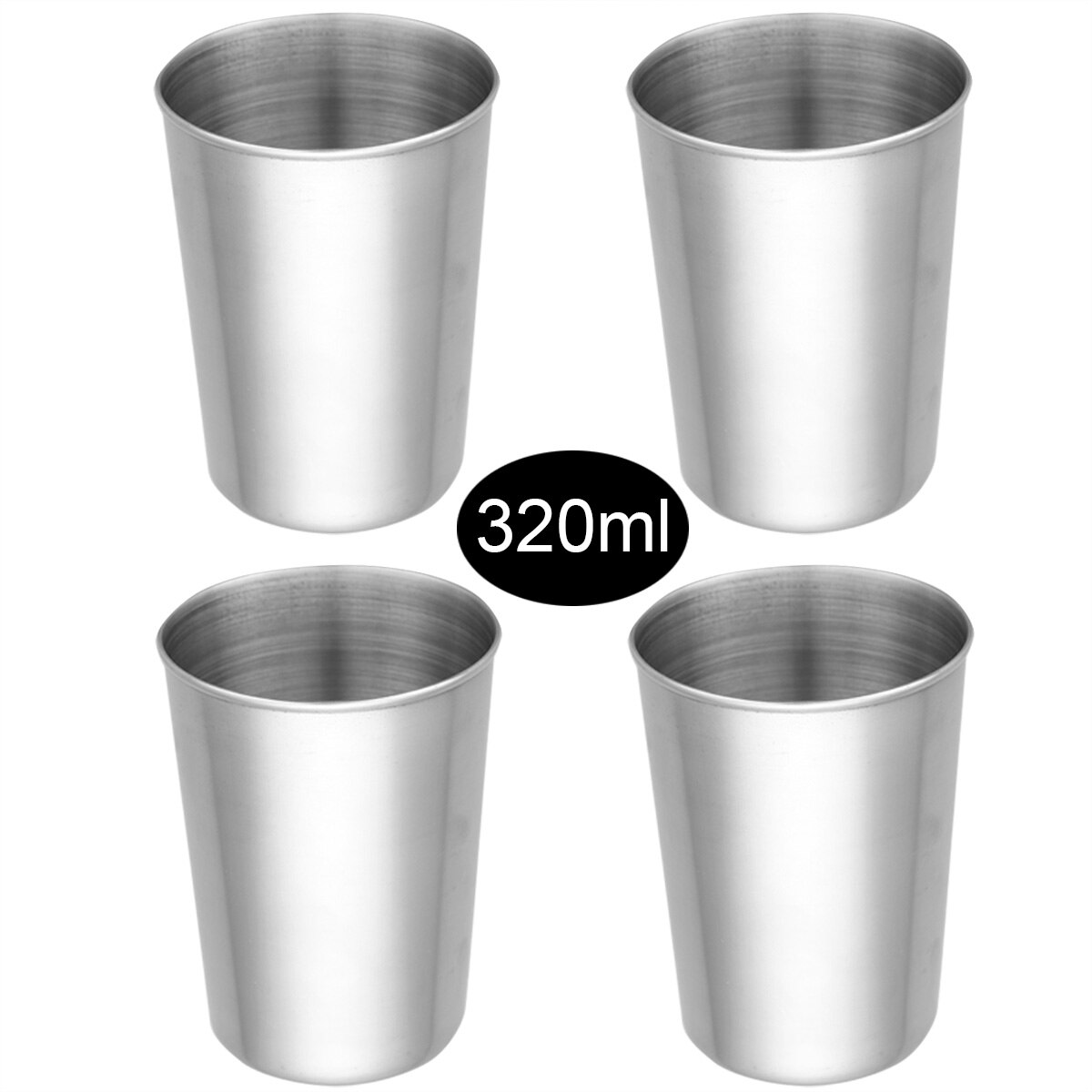 2/4Pcs Pint Cups Stainless Steel Drinking Mugs Unbreakable Metal Beer Tumblers Party Camping Drinkware Coffee Tea Pint Glasses: Silver 320ml