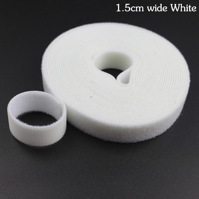 3 M Reusable Nylon Adhesive Fastener Tape Back to Back Power Wire Hooks Loops Fasteners Cable Ties Curtain Straps Magic Tape: 1.5CMx3M White