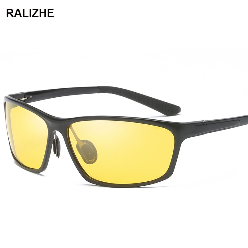 Night Vision Glasses Men Aluminium Magnesium Frame Polarized Goggles For Car Driver Driving Sports Anti Glare UV400: Black Frame