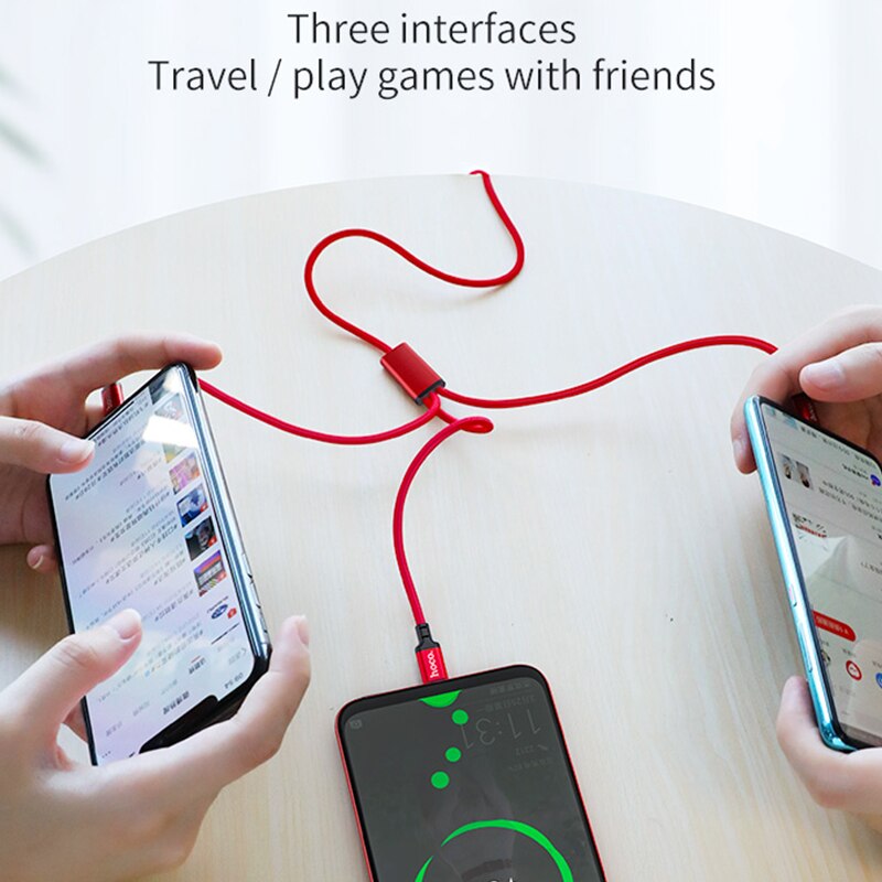 HOCO 3in1 USB Ladegerät Kabel Für iPhone 11 Profi X XS Max XR 7 8 Android Mikro USB Kabel Typ C Für Samsung S9 Xiaomi Schnelle Ladung