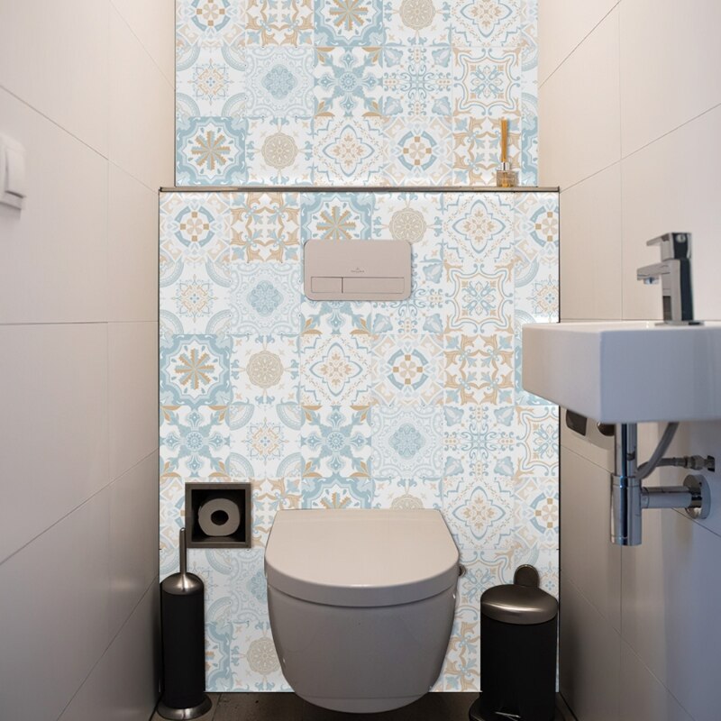 10pcs Backsplash Tile Stickers Peel Stick Wall Sticky Waterproof Removable Stair Decals for Bathroom Kitchen Furniture