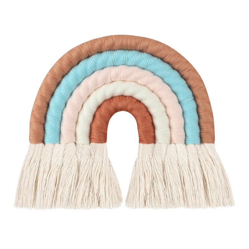 OOTDTY-adorno colgante de macramé de 5 líneas, cuerda tejida a mano, decoración de pared para habitación de bebé y niña, decoración de guardería para el hogar