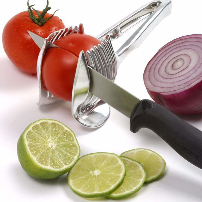 Veiligheid Handheld Rvs Citroen Uien Aardappel Snijmachine Tomaat Citrus Fruit Cutter Huishoudelijke Bakken Keuken Accessoires