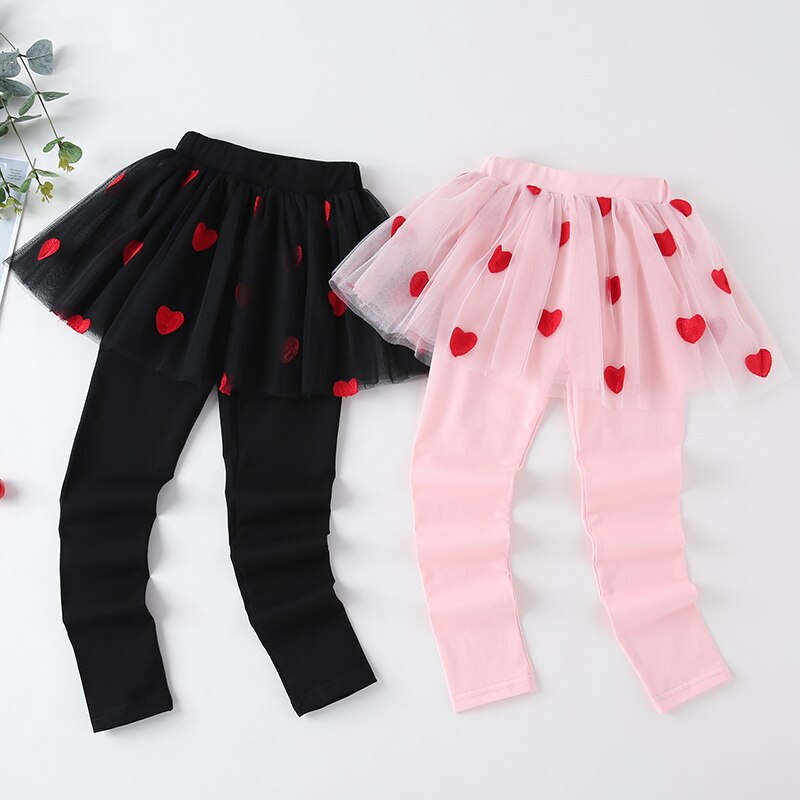 Delle Ghette delle ragazze 100% Cotone Culottes Leggings Coreano di Stirata Pantaloni Delle Ragazze Skinny Cuore Del Modello Dei Bambini Delle Ghette Pantaloni 2-8 Anni
