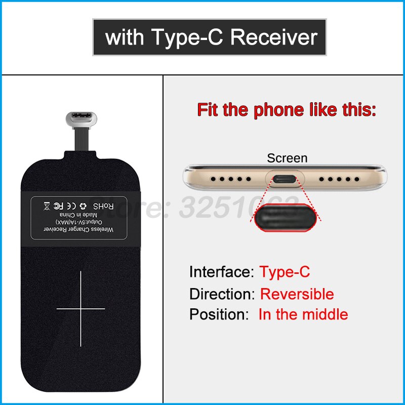 Bezprzewodowego ładowania Qi robić Samsung galaktyka A5 A6 A7 A8 A9 A20 A40 A50 A70 S J4 J5 J6 J7 J8 2018 bezprzewodowa ładowarka + odbiornik ładowania: z rodzaj-C Receiver