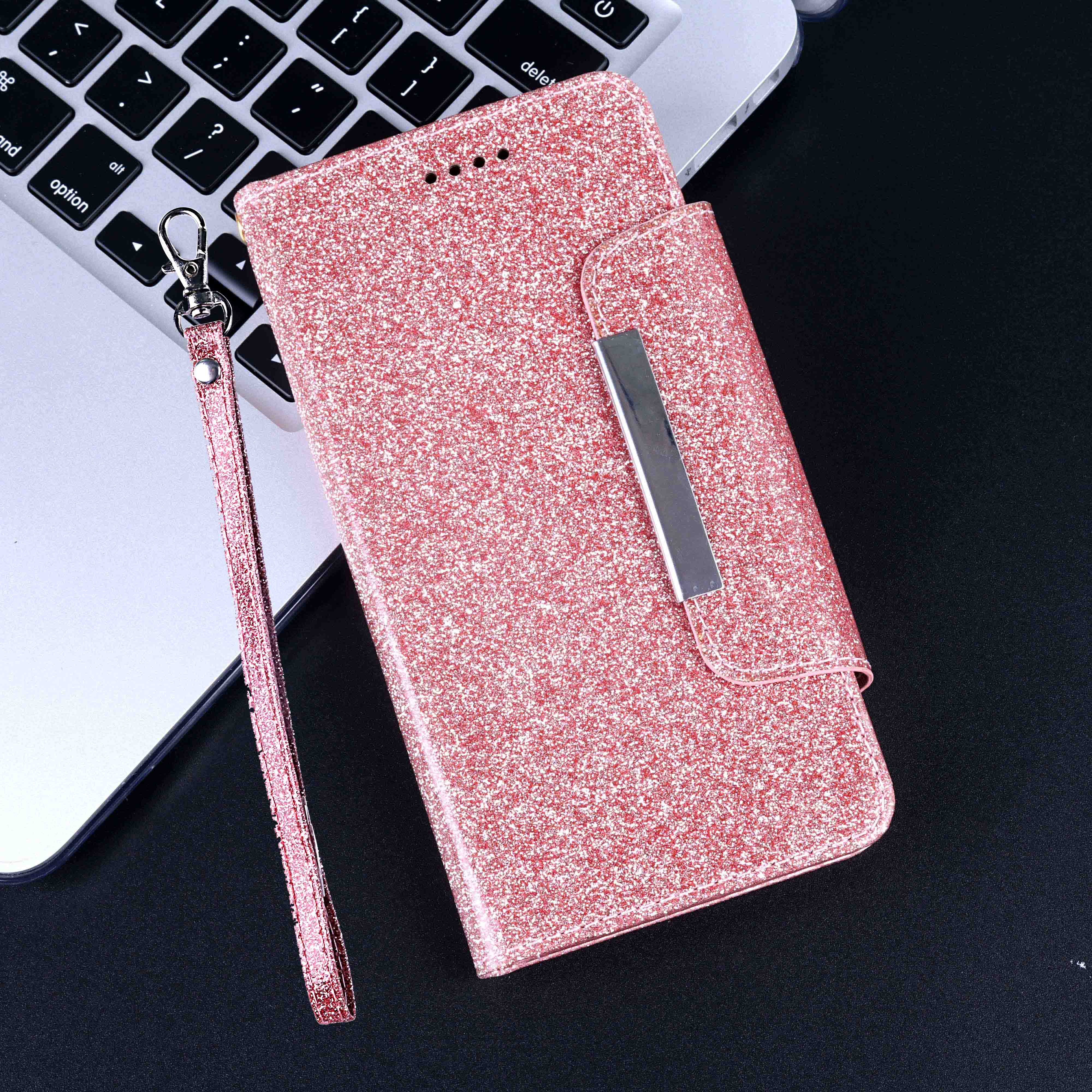 AVEOLELA Für Lenovo A5 Z5 S5 (K520) glänzende Farbe Brieftasche Fall 3D Strass Fall Mit Lanyard Mit Kreditkarte Halter Slot: Lenovo S5(K520) / Rose gold