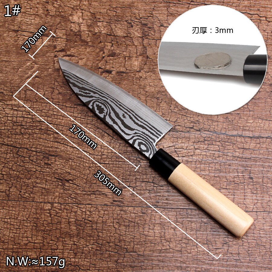 Japanese Style Kitchen Knife Set Fish Filleting Santoku Salmon Knife Cleaver Sharp Cooking Cutting Knife Sets: C