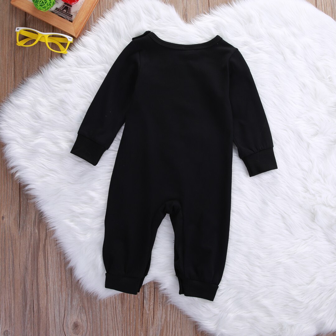 Barboteuse en coton à manches longues pour bébés garçons et filles, barboteuse chaude à motif de lait noir, automne et hiver