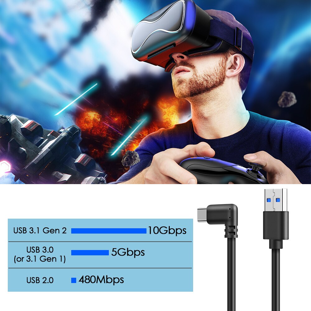 5M haute vitesse USB 3.1 Type C câble de données pour Oculus Quest Link VR casque Extension lien câble de charge rapide USB-A à type-c