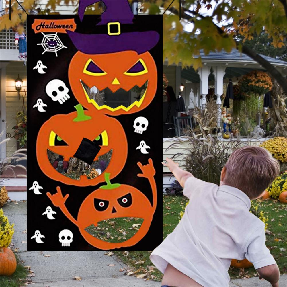Halloween hauskoja pelejä papupussi heittää pelit lelu setti riippuva huopa kurpitsa banneri 3 kpl papupusseja halloween ulkoiluun