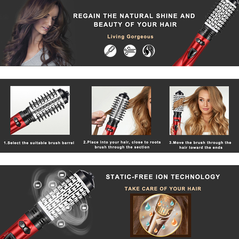 2-In-1 Professionele Automatische Roterende Haardroger Krultang Kam Heteluchtborstel Ion Multifunctionele Styling Tool