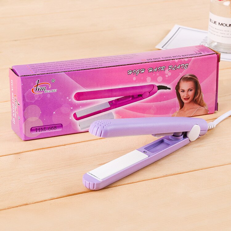 Alisador de pelo rizado mini stick de pelo rizado para estudiantes, plancha de pelo recta de doble uso: Violet
