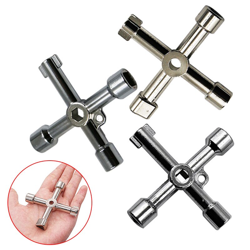 Multifonction 4 voies clé triangulaire clé universelle plombier clés triangulaires pour gaz compteur électrique radiateur purger armoire
