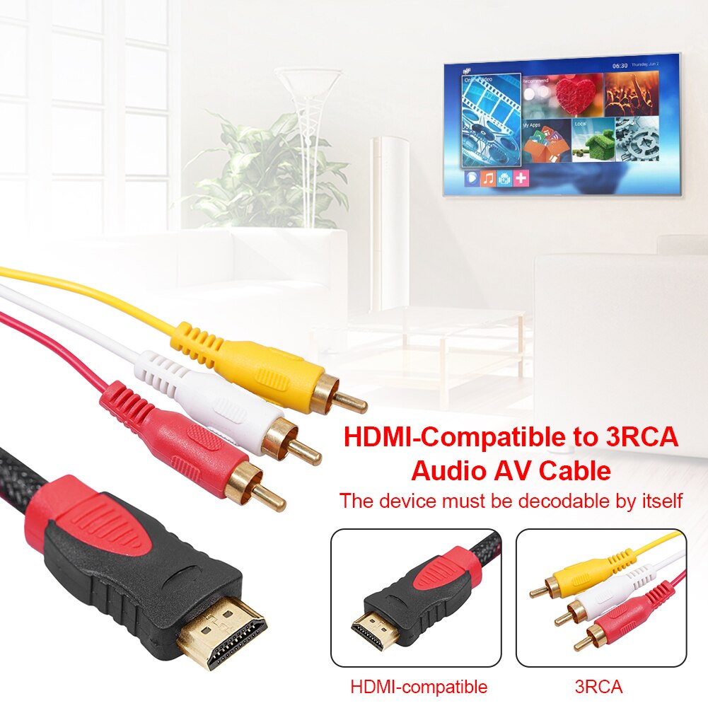 Hdmi-yhteensopiva rca-muuntimeen liitin 1.5m audio video kaapeli johto johto sovitin video audio kaapeli av johdon linjamuunnin