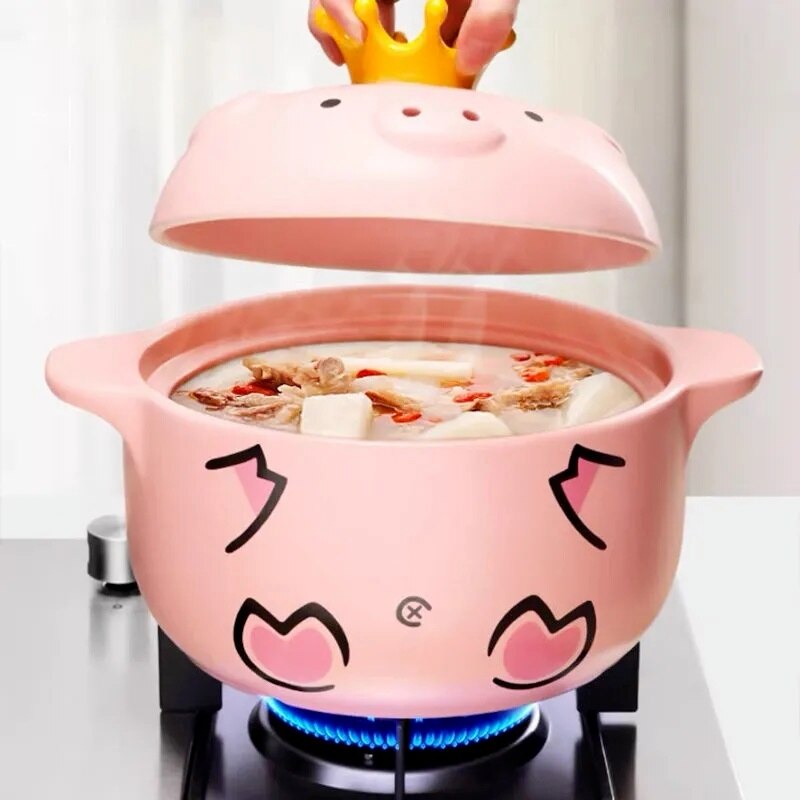 Poignée de Casserole en céramique, cochon rose, résistant aux hautes températures, ustensiles de cuisine, Pot en céramique pour la cuisson du Mini lait