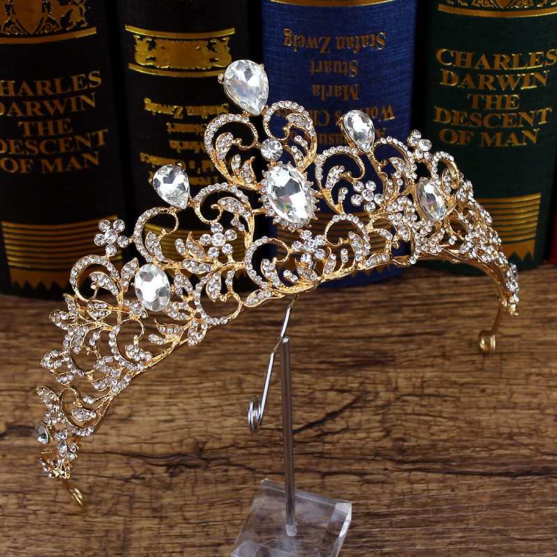 Barock Luxus Kristall Frauen Crown Vinatge Königin Tiara Braut Diadem Für Braut Gold Stirnband Prom Mädchen Hochzeit Haar Zubehör