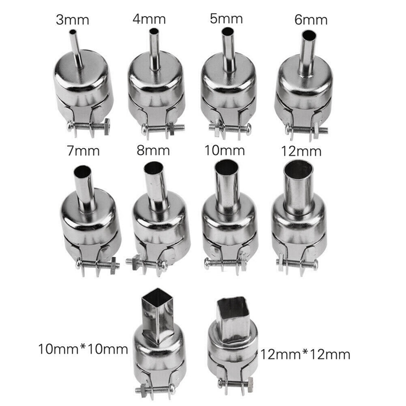 10Pcs Set Heat Tool Nozzles Kits for Air Soldering Station Repair Tools Heat Tool Hair Dryer