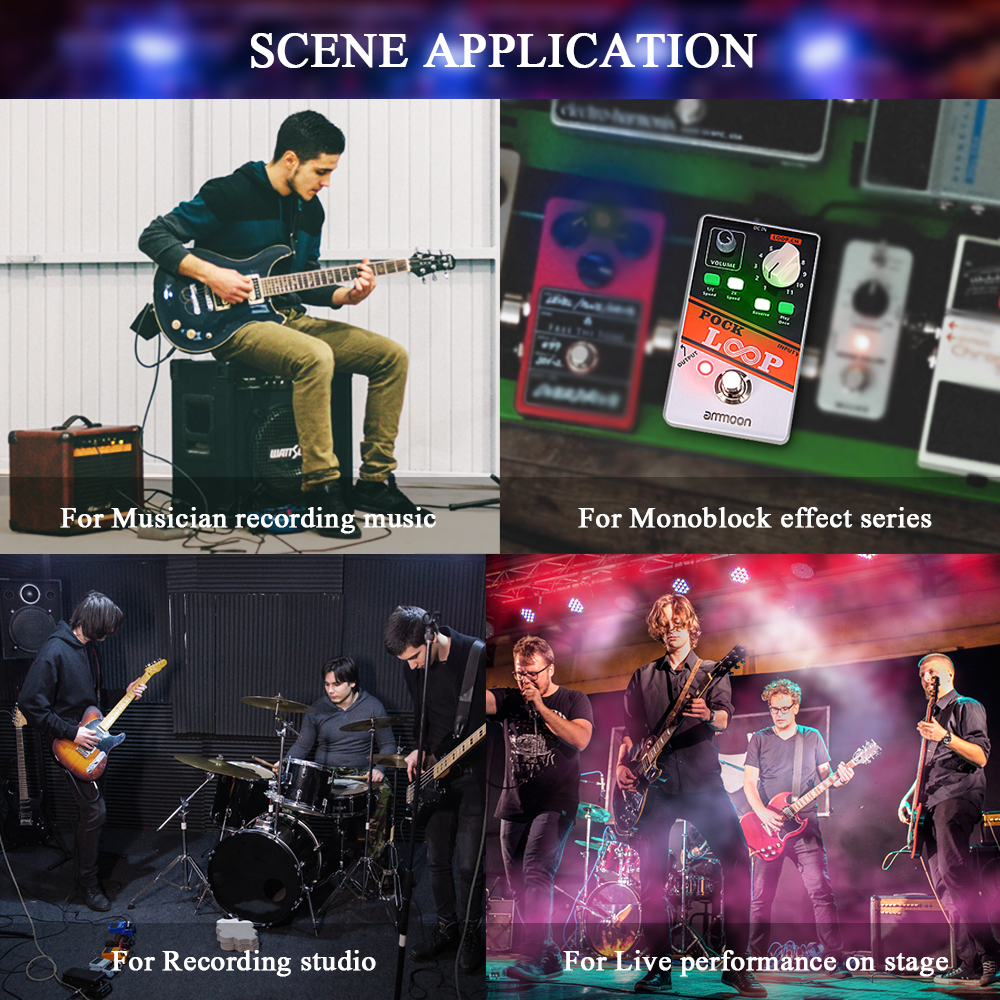 ammoon STEREO Looper POCK LOOP Guitar Effect Pedal 11 Loopers Max.330mins Recording Time Supports 1/2 & 2X Speed Guitar Pedal