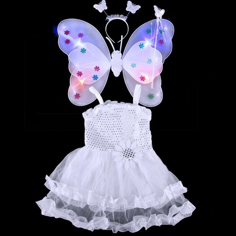 Kids Meisjes Fee Prinses Vlinder Hoofdband Vleugels Wand Sticks Jurk Kostuum Cosplay Props Verjaardagsfeestje Jurk Decor Purim