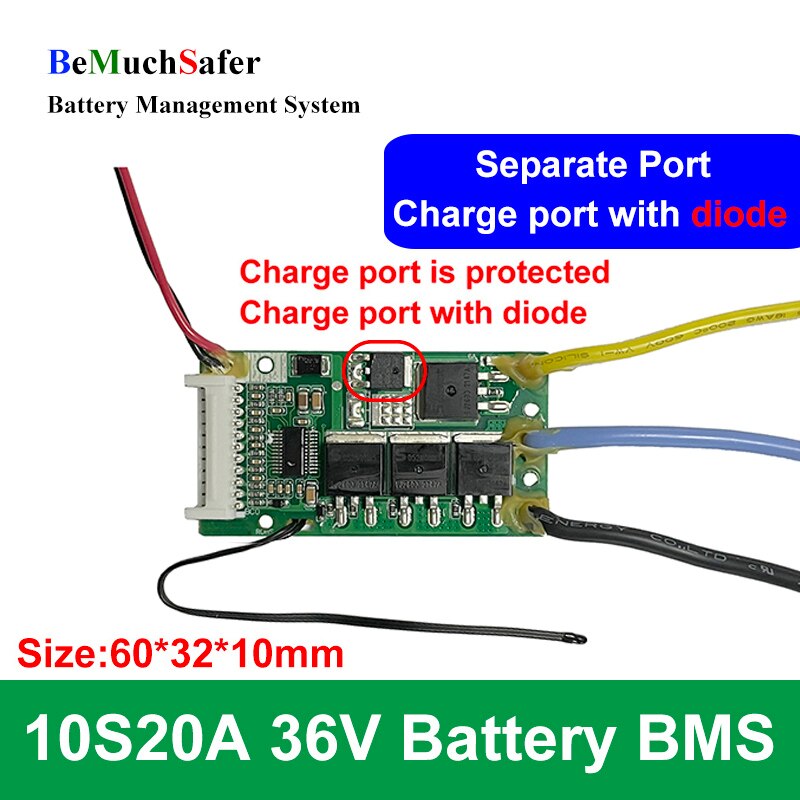 BeMuchSafer 10S 20A 36V Batterie BMS Separaten Anschluss Mit Auf/aus Schalter Temperatur Sensor für DIY E-Fahrrad E-Rolle Energie Lagerung
