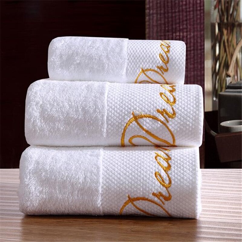 Gestickte Krone Weiß Hotel Handtücher Baumwolle Handtuch einstellen Hand/gesicht Handtücher Badetuch für Erwachsene Waschlappen Hohe Saugfähige: Traum / 70X140CM 1 Stück
