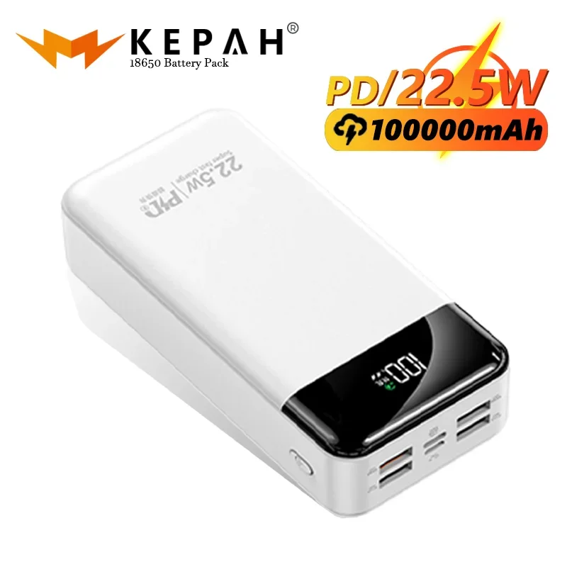 Powerbank 100000 mah med 22.5w pd hurtiglading powerbank bærbar batterilader poverbank for iphone xiaomi huawei