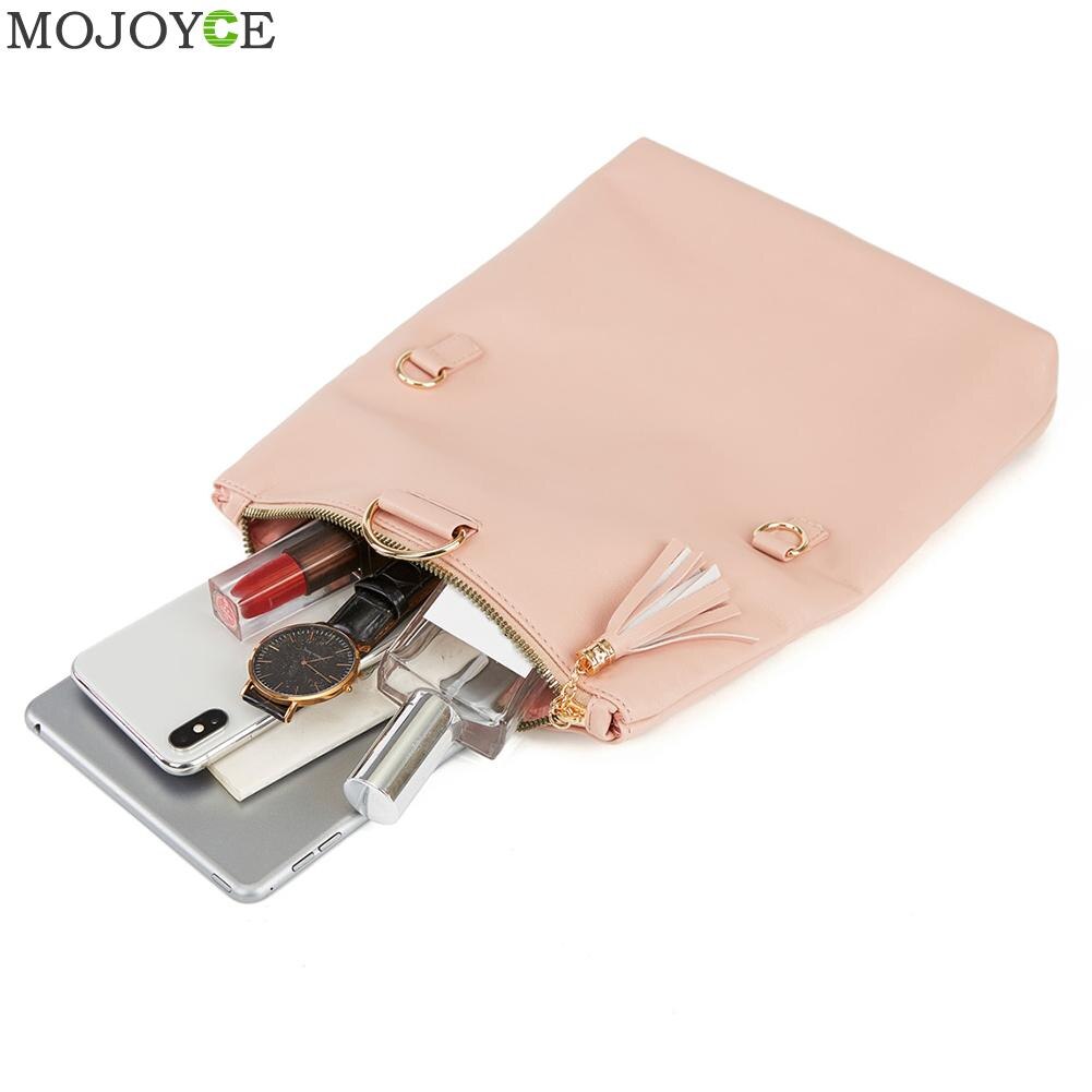 Quasten Frauen Schulter Umhängetasche PU Leder Geldbörse Feste Farbe lässig Damen Mädchen Crossbody Handtaschen