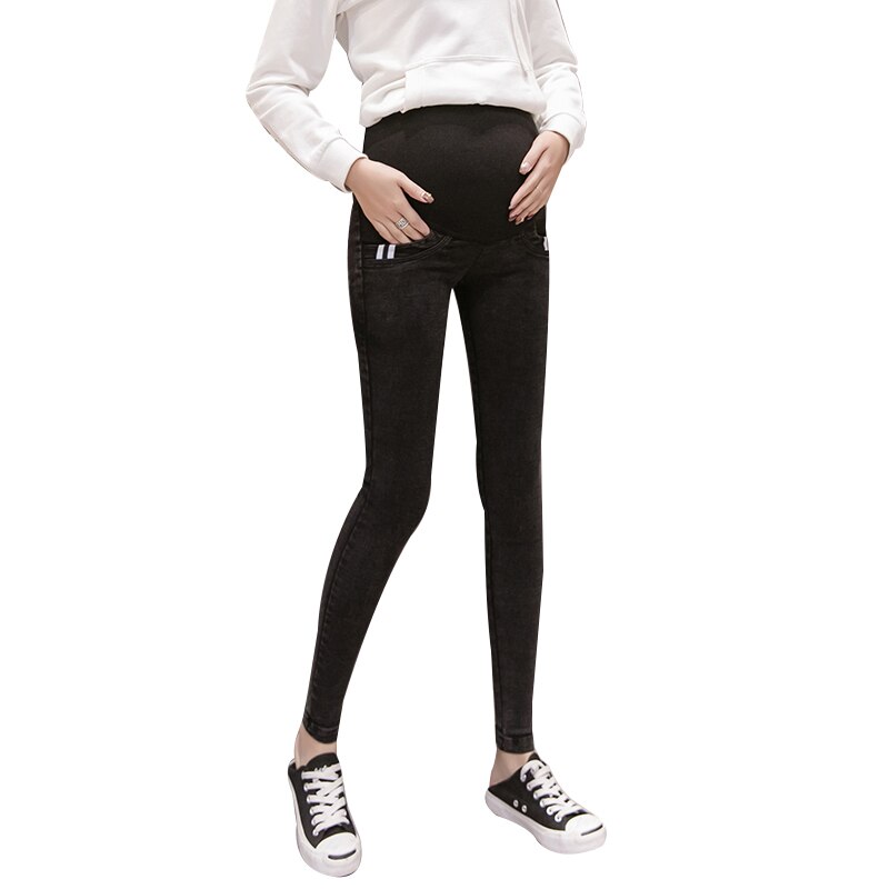 Washed Super Stretch Denim Maternity Pants Autumn Spring Skinny Pencil Jeans For Pregnant Women Pregnancy Belly Trousers