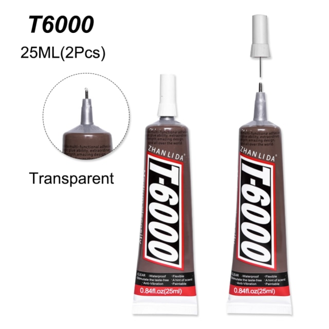 Transparent 2Pcs 25ml B7000 Glue Phone Screen Glass Epoxy Adhesive Wood Textile Clothes UV Component PVA B6000 E6000 E8000 T6000: T6000 25ML 2Pcs