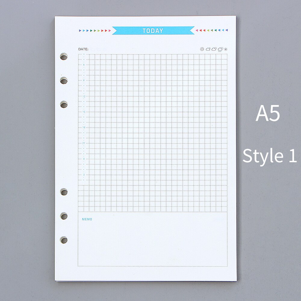 Agenda en espiral con 6 agujeros, planificador con papel interno, diario semanal, Plan mensual para hacer lista, página colorida para cuaderno de hojas sueltas A6/A5: A5-style1