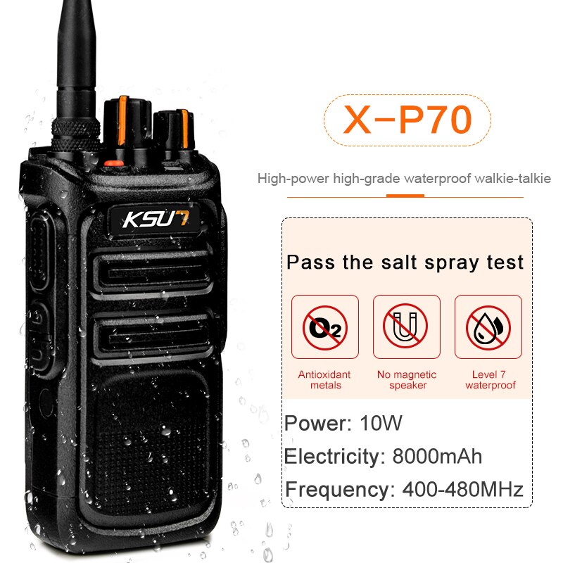 10W Walkie Talkie Uhf Radio Handheld Walkie-Talkie Radio Zender Woki Toki Scanner Radio Walkietalkie IP67: X-P70