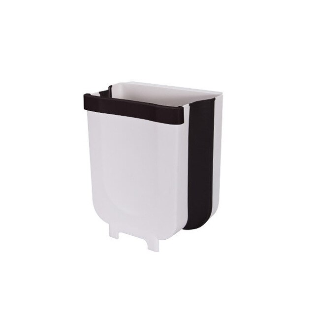 Wall Mounted Folding Waste Bin Kitchen Cabinet Door Hanging Trash Bin Garbage Car Trash Can Wall Mounted Foldable Cleaning: waste bin W
