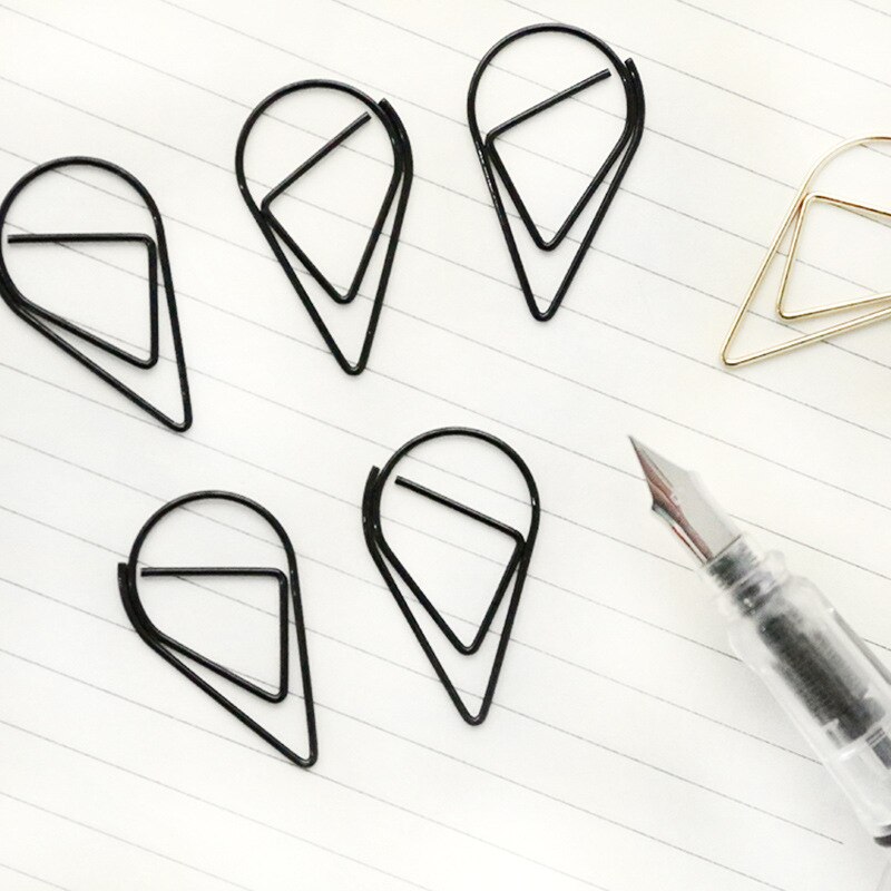10 pcs/lot mignon Rose or liant Clips Kawai trombone gouttes d'eau métal pinces pour Message bureau fournitures scolaires