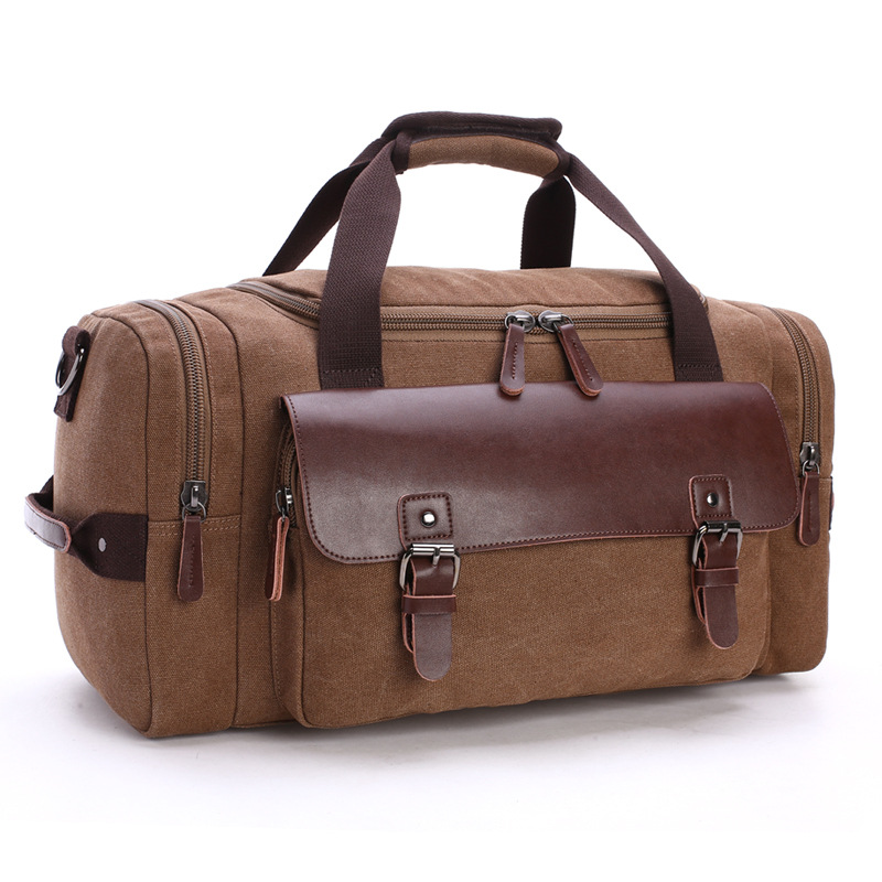 Bolso de viaje portátil multifuncional para hombre, bolsa de lona de gran capacidad para equipaje de mano, ideal para el fin de semana, DB49: Coffee