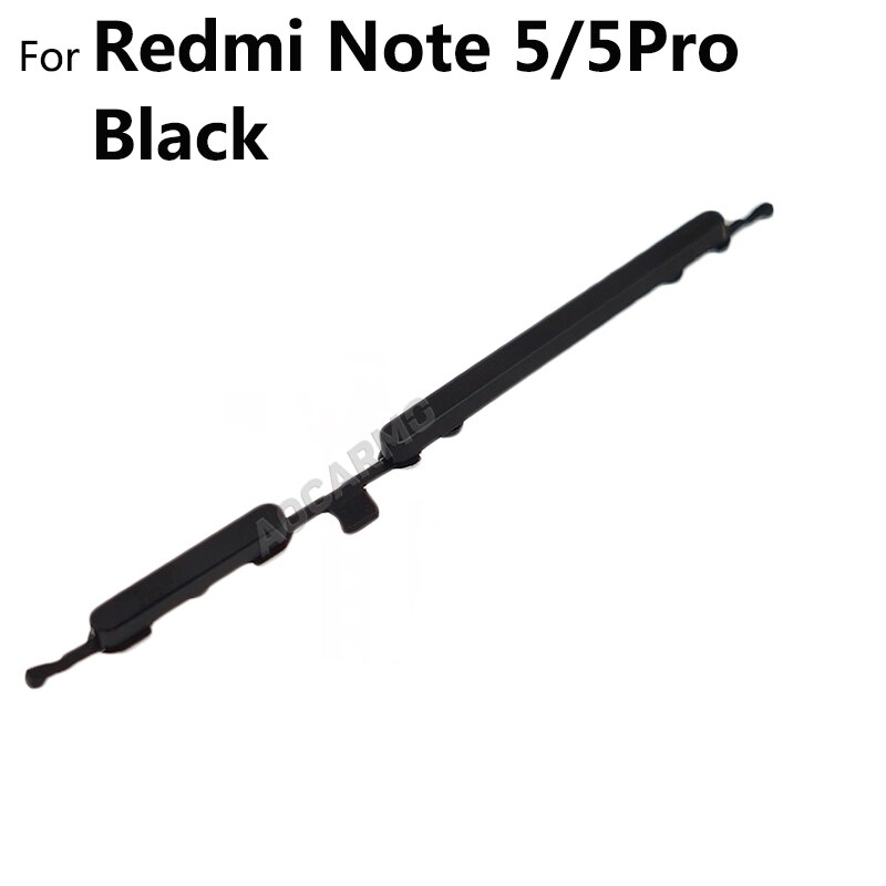 Aocarmo para Xiaomi Redmi Note 5 / Note 5 Pro / Note 5A encendido/apagado + interruptor de volumen arriba abajo botones laterales pieza de repuesto de llave: Negro
