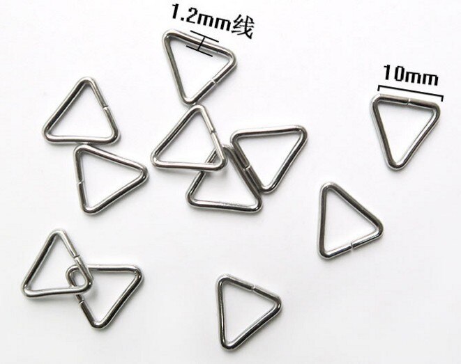 100pcs Hypoallergenic Stainless Steel 0.7x6 0.8x7 1x8 1.2x10mm Triangle Jump Ring Connector for DIY Jewelry Making Finding Craft