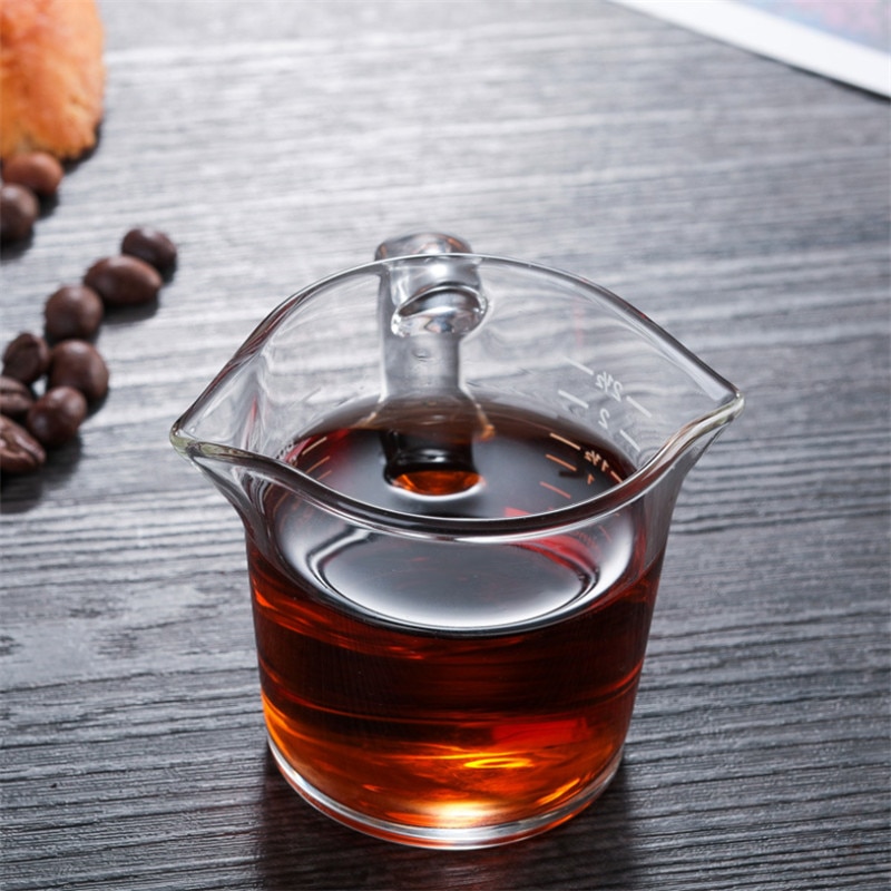 Heat-resistant Clear Glass Measuring Cup With Scale Jigger for Espresso Coffee Double-mouthed Ounce Cup Small Milk Cup