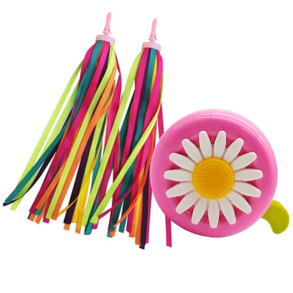 2 Pack Kid's Rainbow Scooter Handlebar Streamers And 1 Pack Kids Bike Bell #D