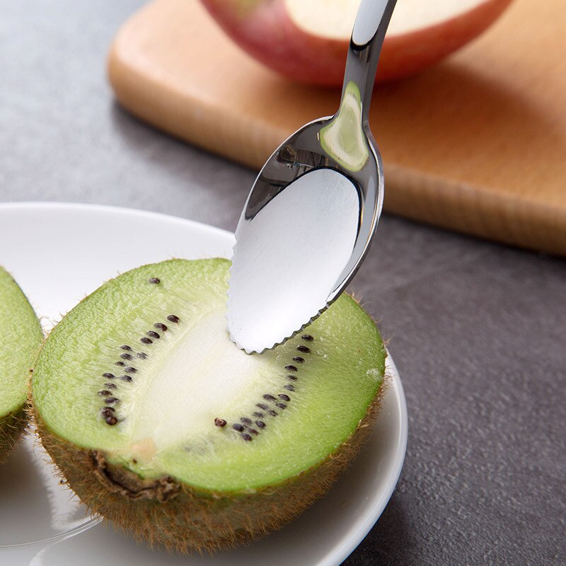 2 stk / parti grapefrugtske fda rustfrit stål kiwi mangoske tagget kant baby madforarbejdning frugt skrabning mudder redskaber