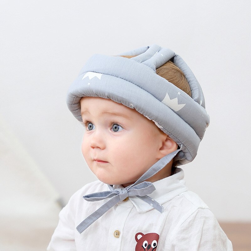 Baby lille barn gå lege lege hoved beskytte hætte børn anti kollision hat hovedskærm justerbar baby børn sikkerhed hovedbeskytter: Grå