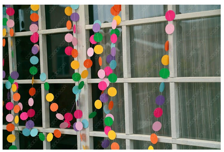 2 pçs/lote 4 M Comprimento Bonito Rodada Colorido Quarto Casamento Decoração Do Partido Guirlanda De Papel Lahua Hoom Parede Deco Bandeira Colorida cortina: 7 colors