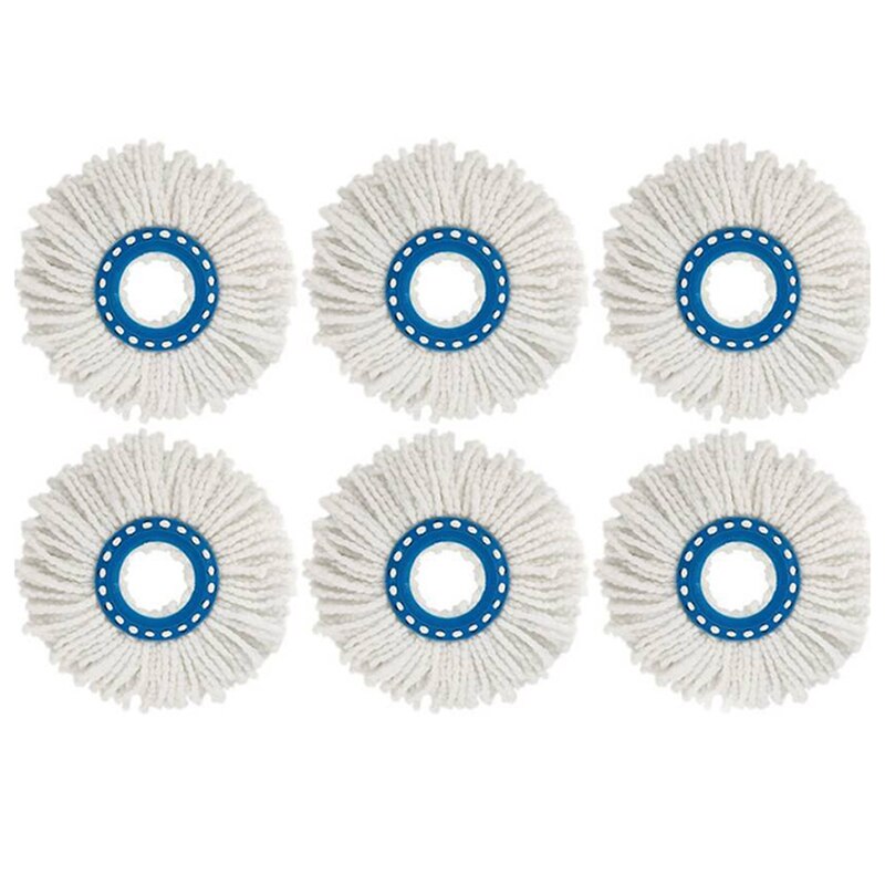 6Pcs 16cm Universal Microfiber Replacement Head Hands-Free Rotating Mop Cloth Household Cleaning Accessories