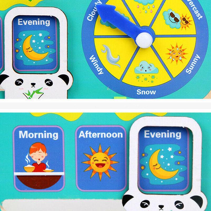Calendrier météo réveil cognitif enfant apprentissage précoce Puzzle Puzzle jouet bois maternelle école primaire