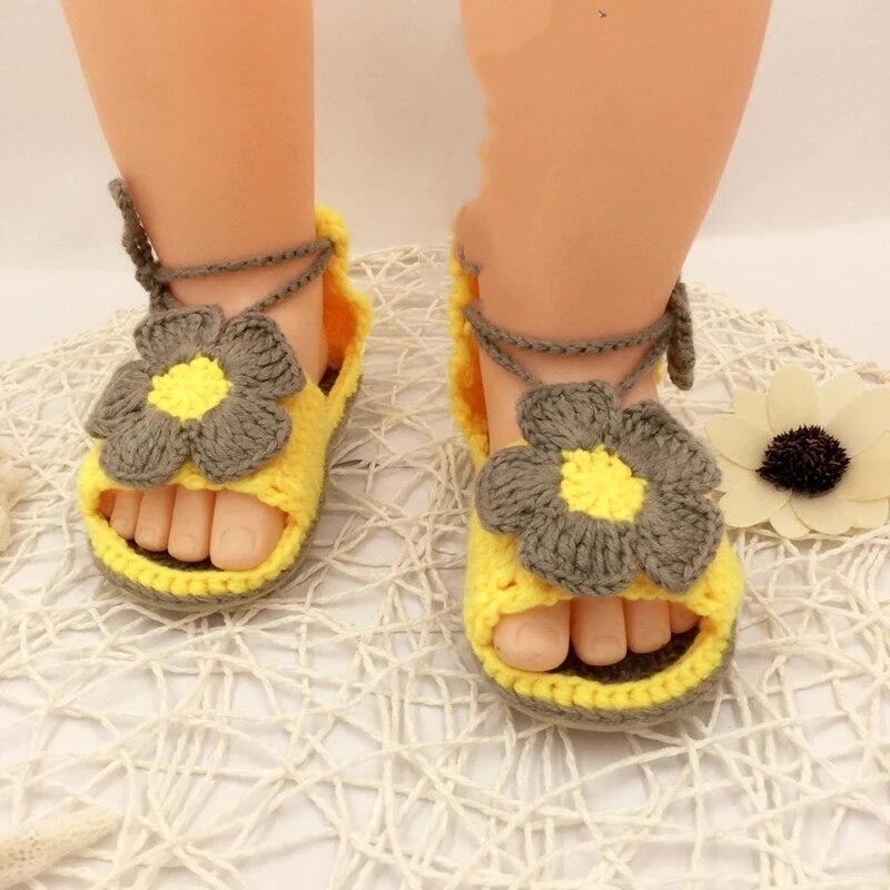 QYFLYXUEQYFLYXUE-fait à la main au crochet en laine tricoté chaussures de bébé, sandales chaussures de jardin, chaussures -né, de bébé