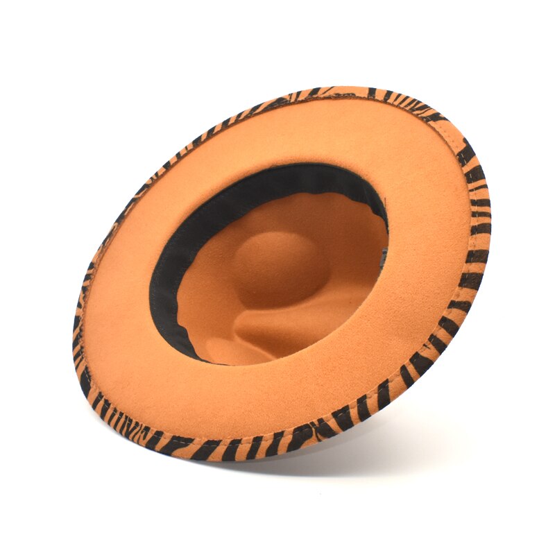 Fuodrao herfst winter fedora's dames wollen hoeden print jazz hoed heren brede rand gentleman cowboy pet  bm16