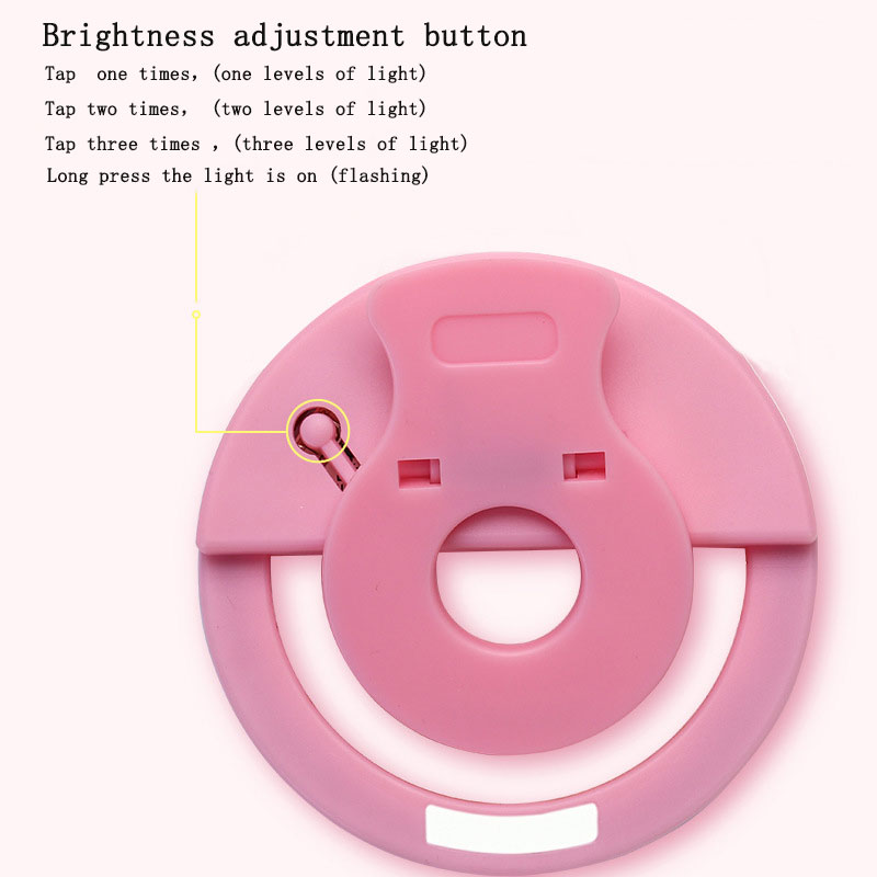 Vinlo USB Rechargeable Selfie Light, 3-Level Brightness Adjustment Mini LED Light Ring,for Mobile Phone Selfie, Night Light