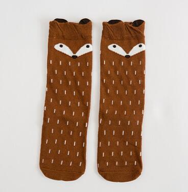 Mädchen Socken knie hohe Kinder Baby Nette bär panda druck Baumwolle Socken bein wärmt herbst tuch junge knie socke kleinkind socke: Fox yellow